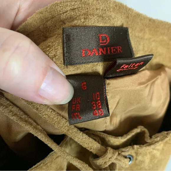 Danier Suede Textured Leather Retro Pants Boho Hippie 6 - Picture 4 of 15